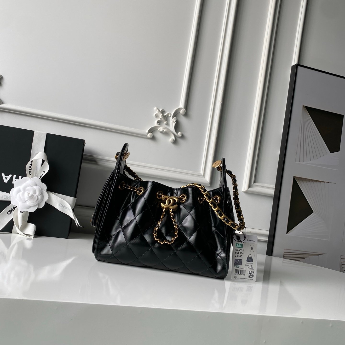 Chanel25C Runway Edition HOBO BAG Hippie Bag • AS5631