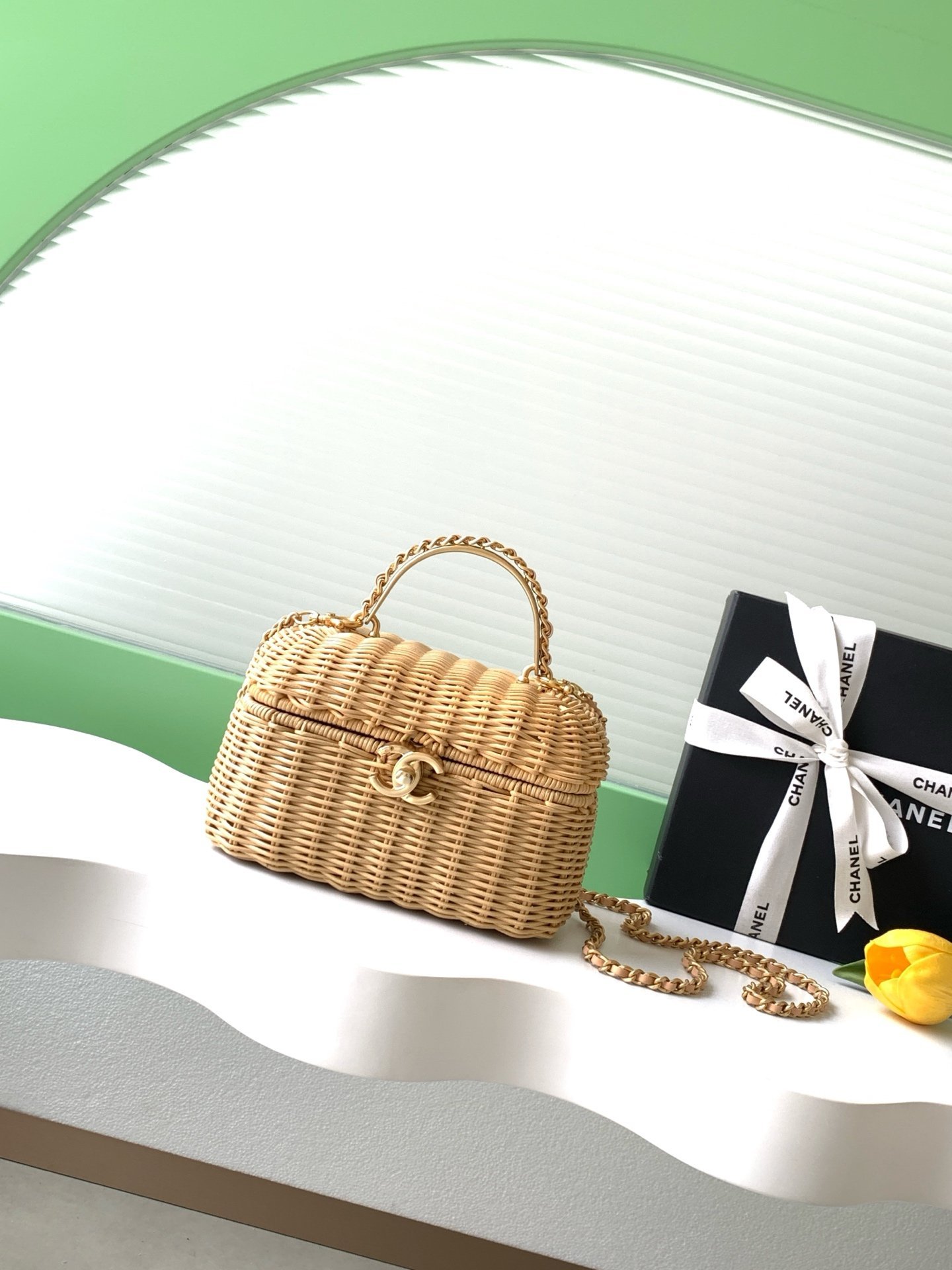 26C Bamboo Woven Box Bag, natural bamboo material, hand-woven AS5993